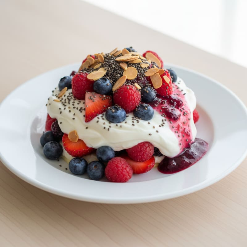 Greek Yogurt Protein Parfait with Mixed Berries