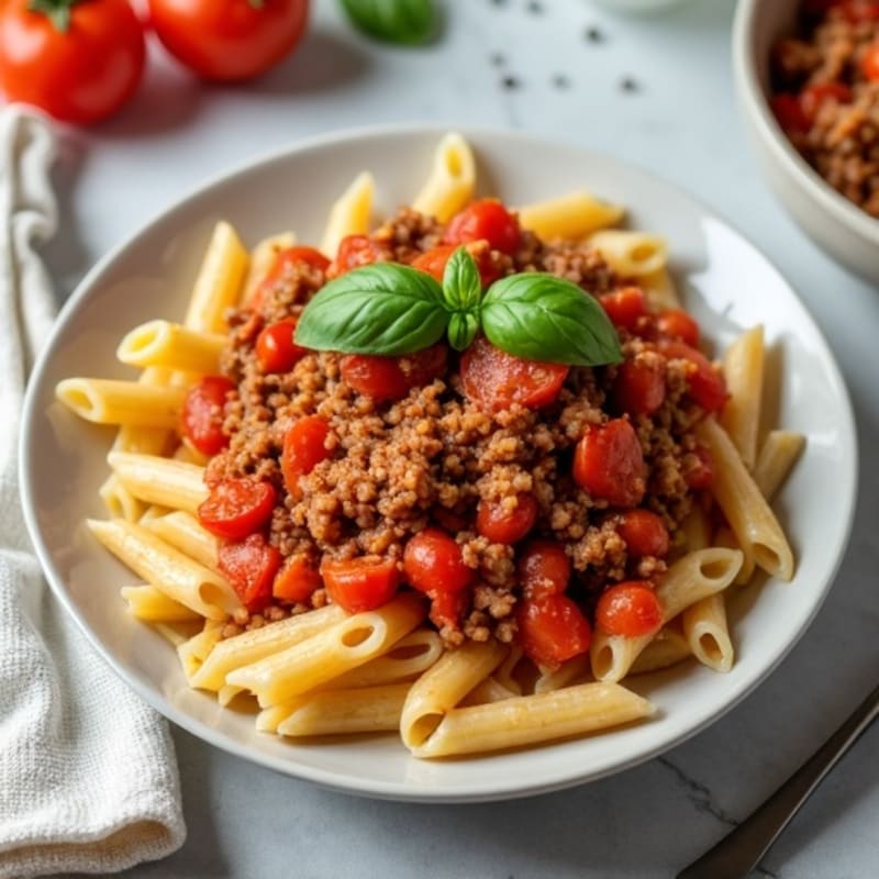 Hearty Lean Ground Beef Pasta with Fresh Tomato Sauce