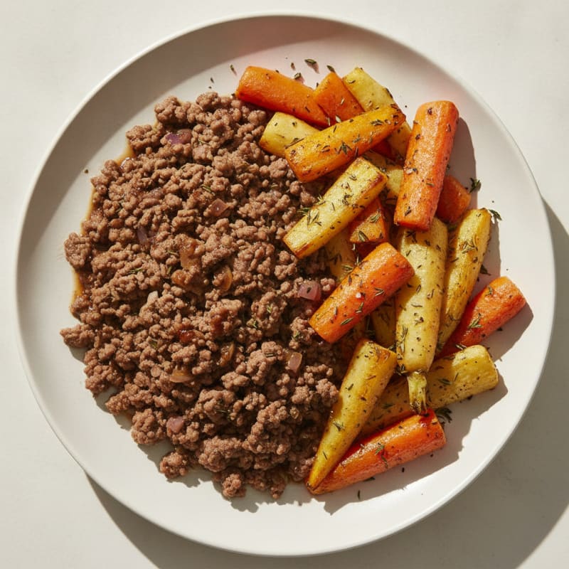 Savory Beef Mince with Herb-Roasted Root Vegetables