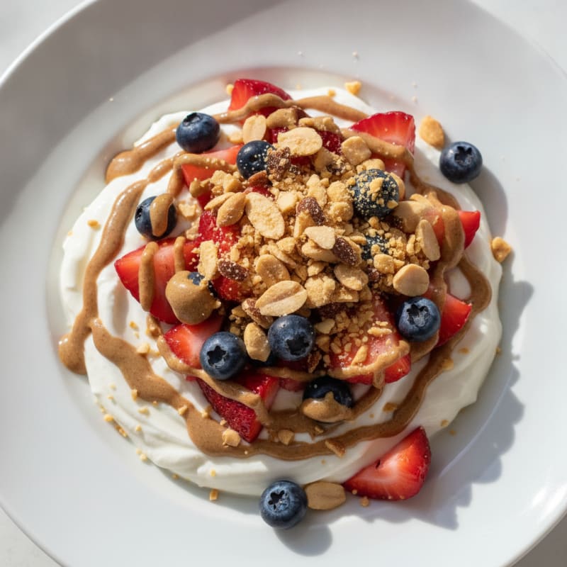 Greek Yogurt Protein Parfait with Almond Butter and Berries