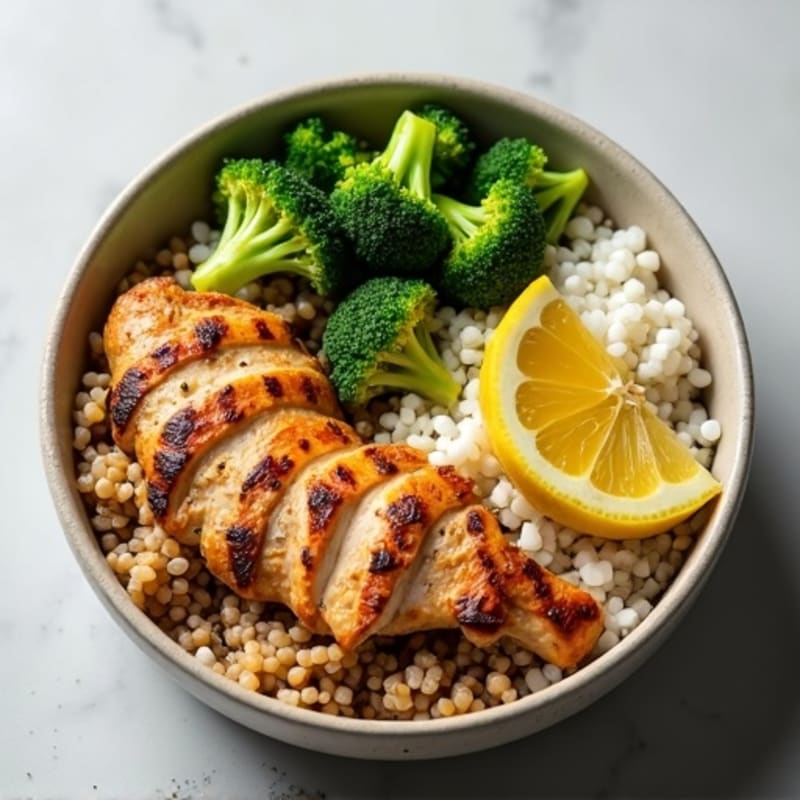Grilled Chicken and Brown Rice Power Bowl with Broccoli