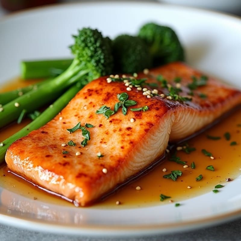 Miso-Glazed Flaky Salmon with Crispy Roasted Broccolini