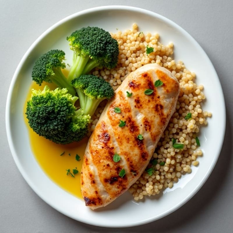 Grilled Chicken Breast with Quinoa and Steamed Broccoli