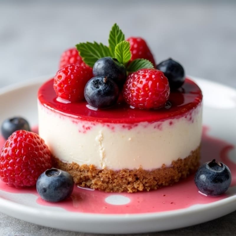 Creamy Greek Yogurt Protein Cheesecake with Mixed Berries