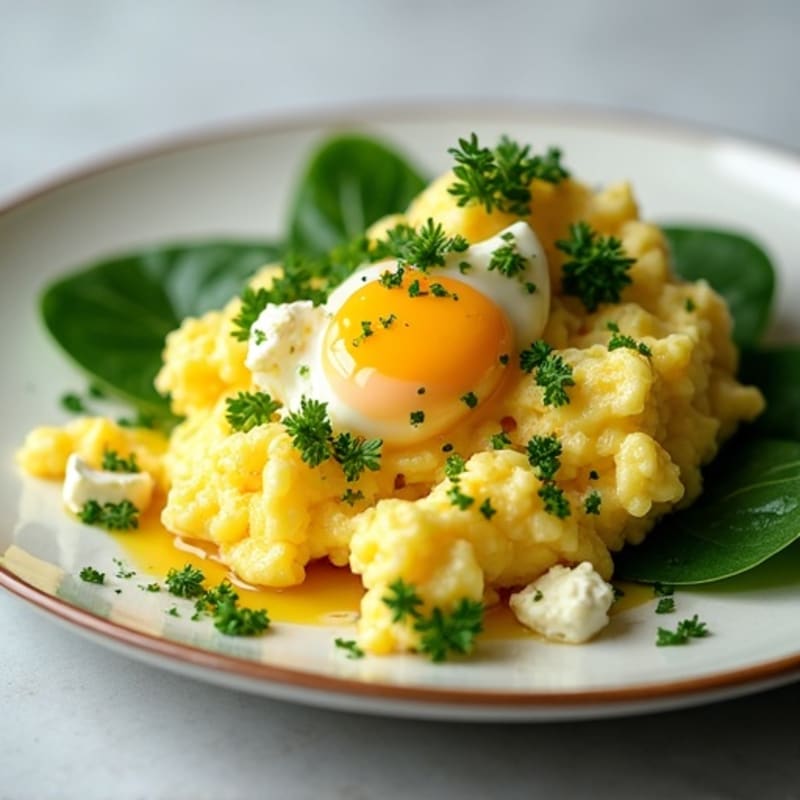 Fluffy Herb-Whipped Scrambled Eggs with Goat Cheese
