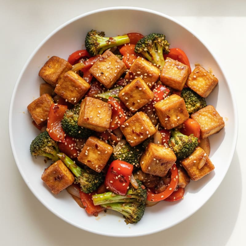 Sesame Tofu Stir-Fry with Mixed Vegetables