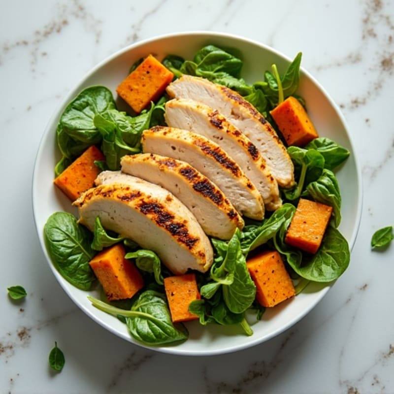 Grilled Chicken Salad with Roasted Sweet Potato and Lemon Vinaigrette