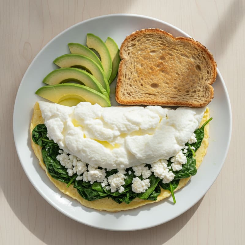 Egg White Spinach Omelette with Cottage Cheese
