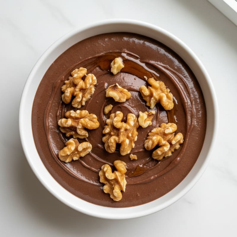 Silky Chocolate Protein Pudding with Toasted Walnuts