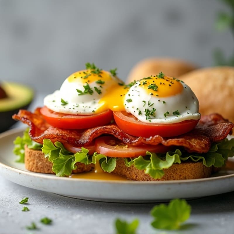 Crispy Bacon and Creamy Avocado BLT with Poached Eggs