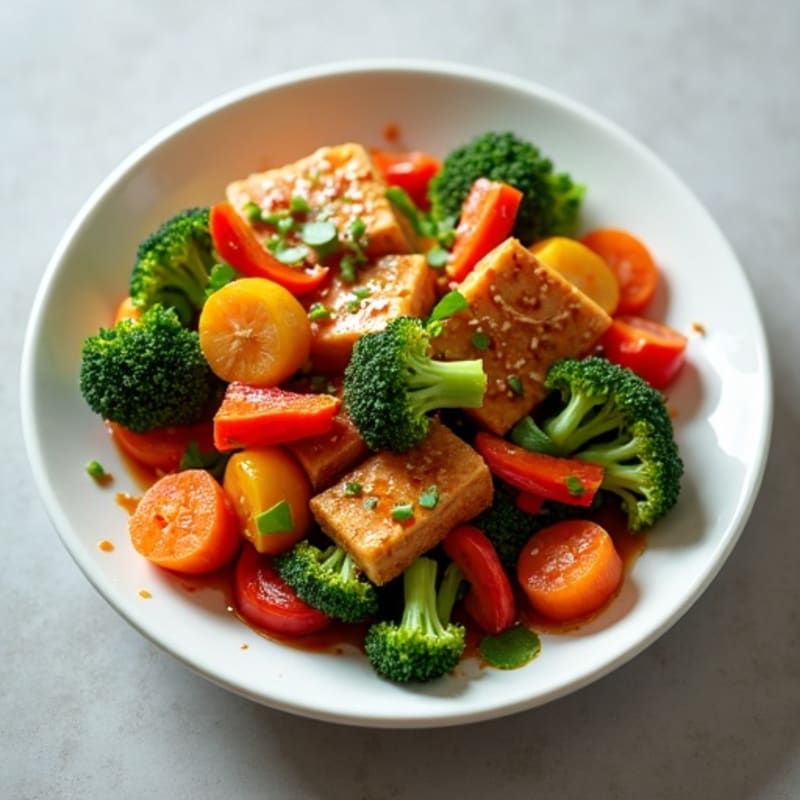Maple Glazed Crispy Tempeh Stir-Fry with Fresh Vegetables