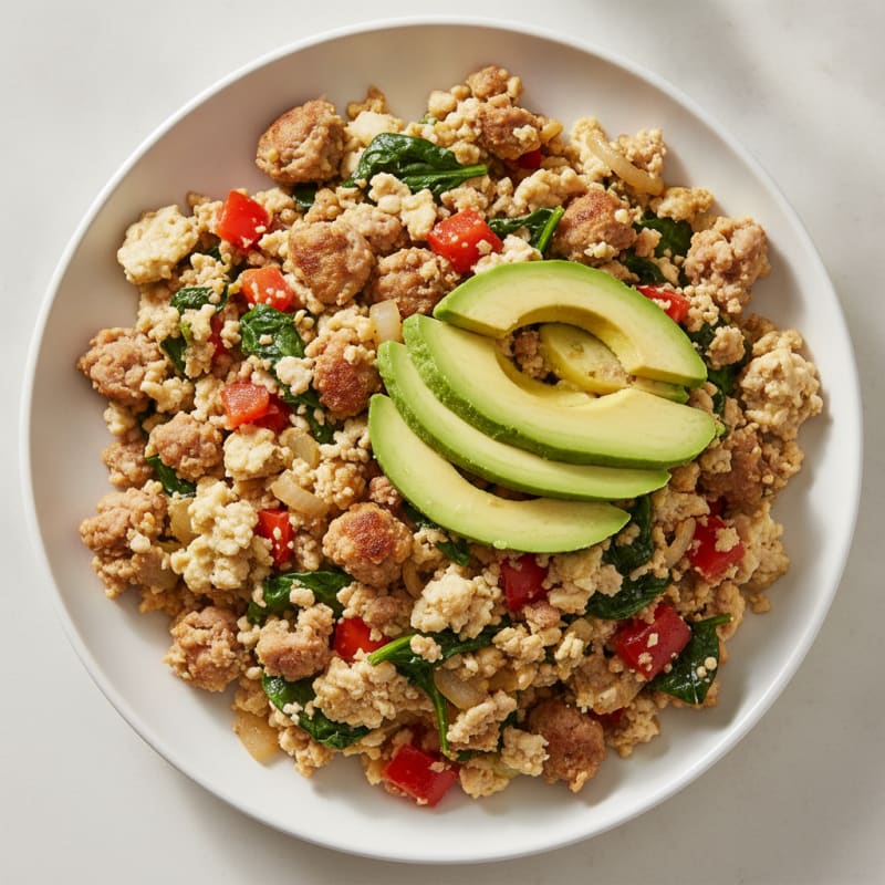 Egg White Veggie Scramble with Turkey Sausage