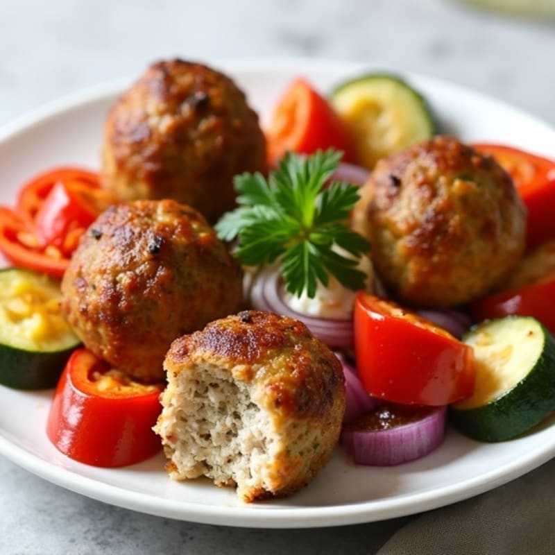 Herb-Seasoned Turkey Meatballs with Roasted Vegetables