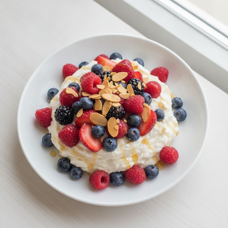 Greek Yogurt Protein Mousse with Mixed Berries