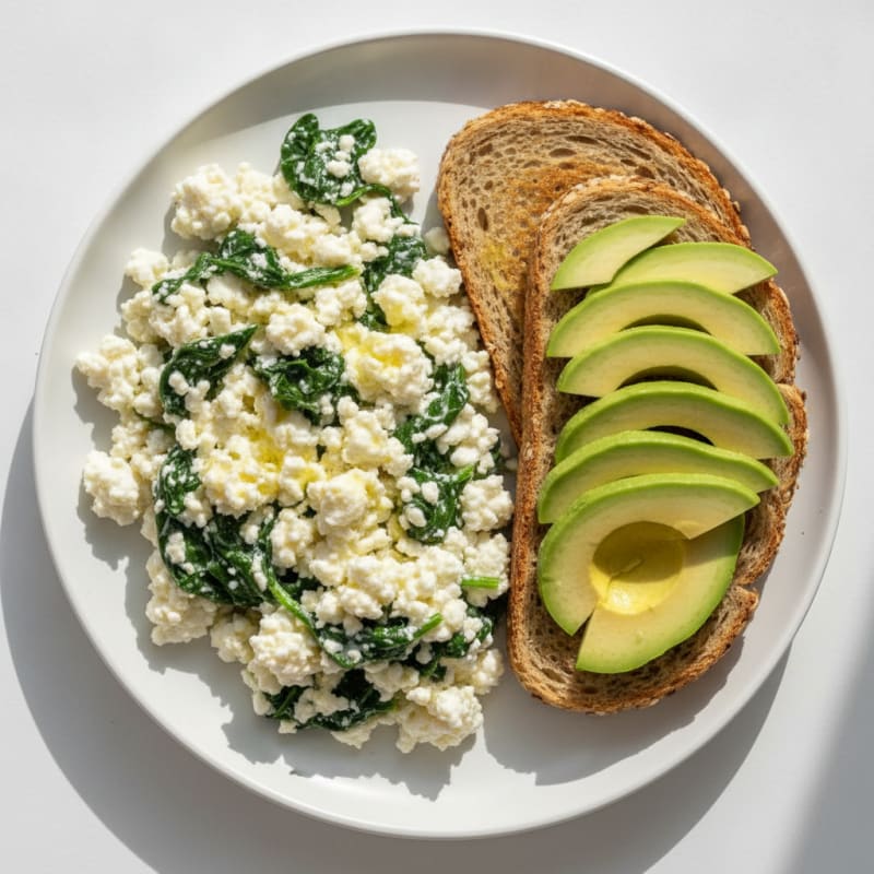 Egg White and Cottage Cheese Scramble with Spinach