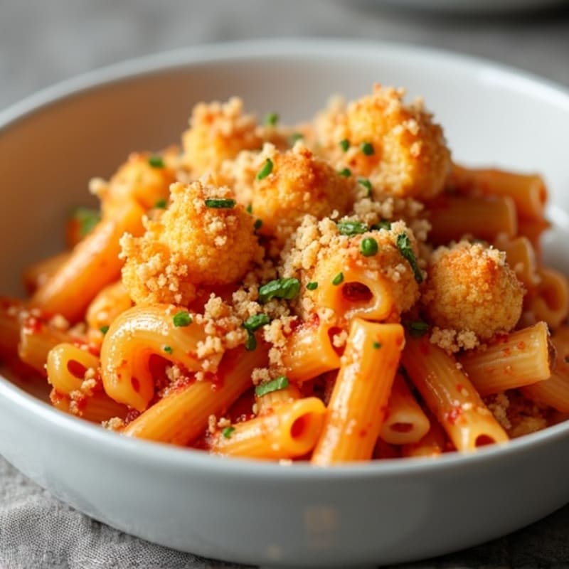 Baked Cauliflower Mac with Crispy Chickpea Crumbs