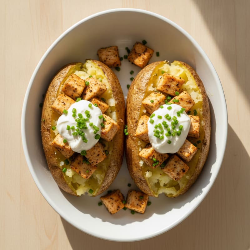 Loaded Baked Potatoes with Savory Herbed Chicken
