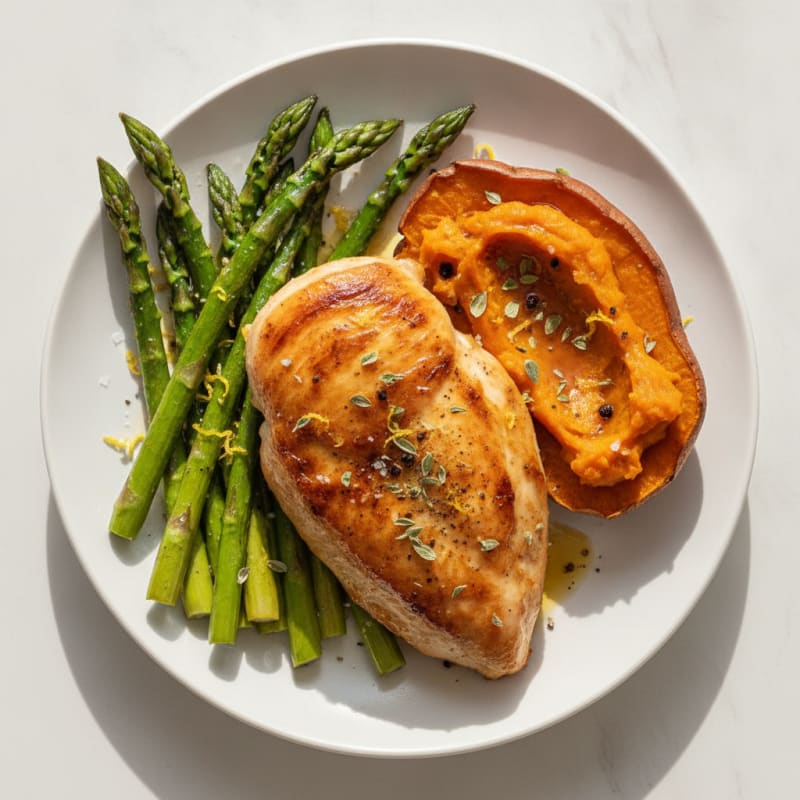 Lemon Herb Roasted Chicken with Asparagus