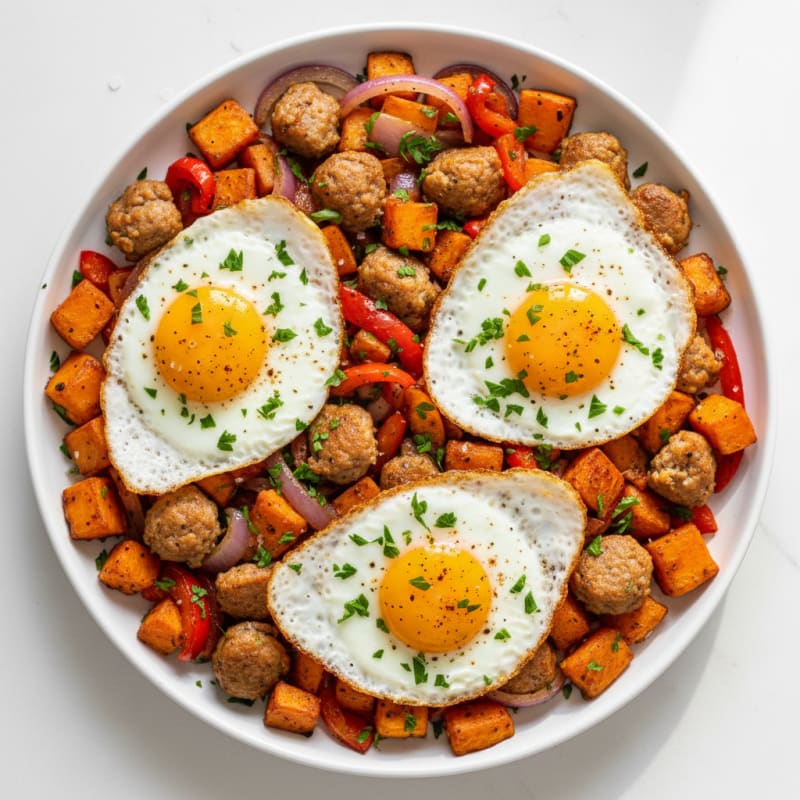 Sheet Pan Sausage and Egg Hash
