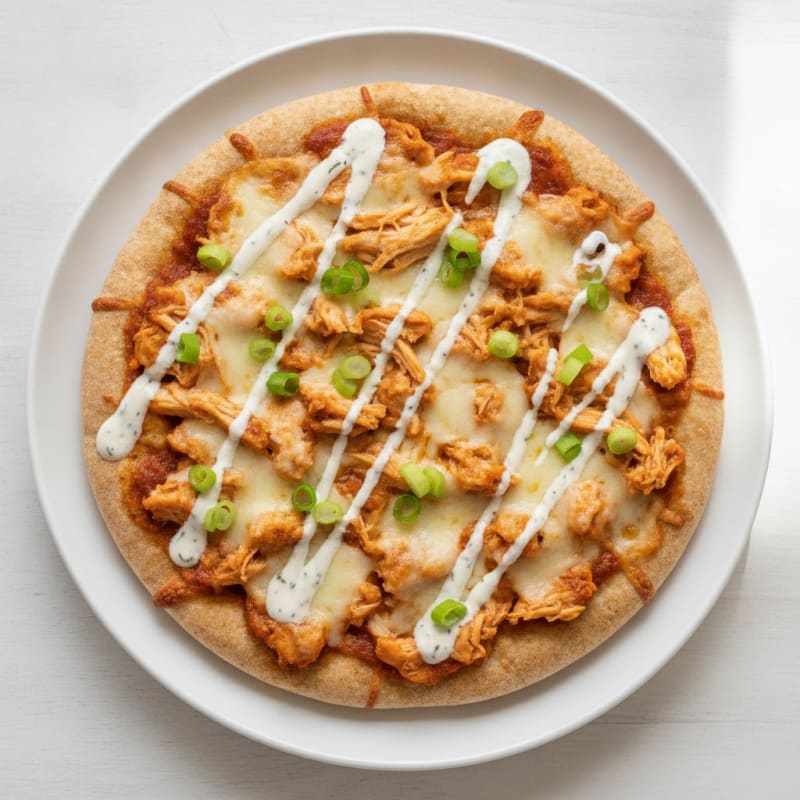 Buffalo Chicken Pizza with Ranch Drizzle