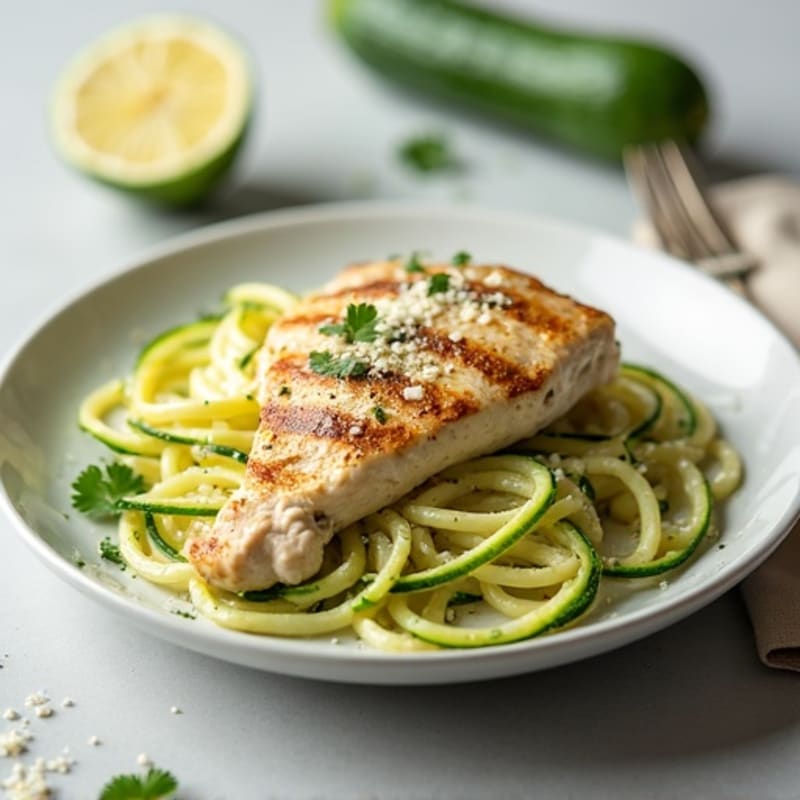 Creamy Lightened-Up Chicken Alfredo with Zucchini Noodles