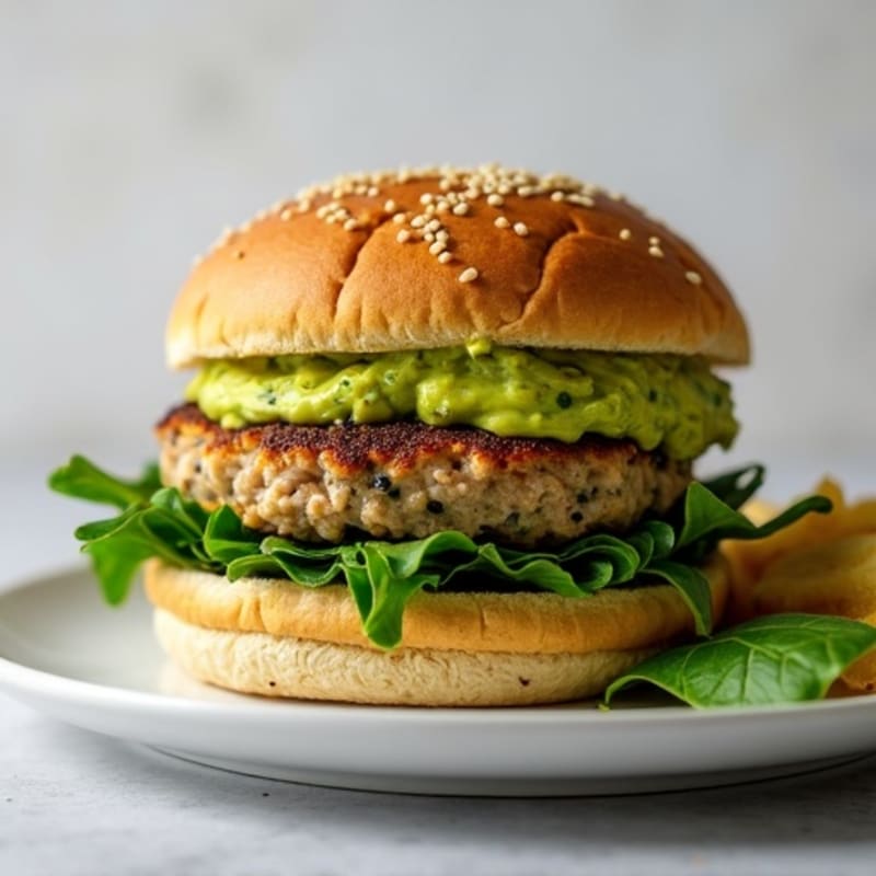 Lean Turkey Spinach Burger with Avocado Spread