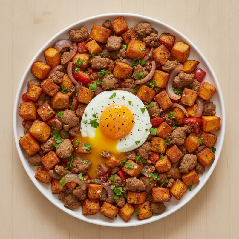Roasted Sausage and Sweet Potato Hash