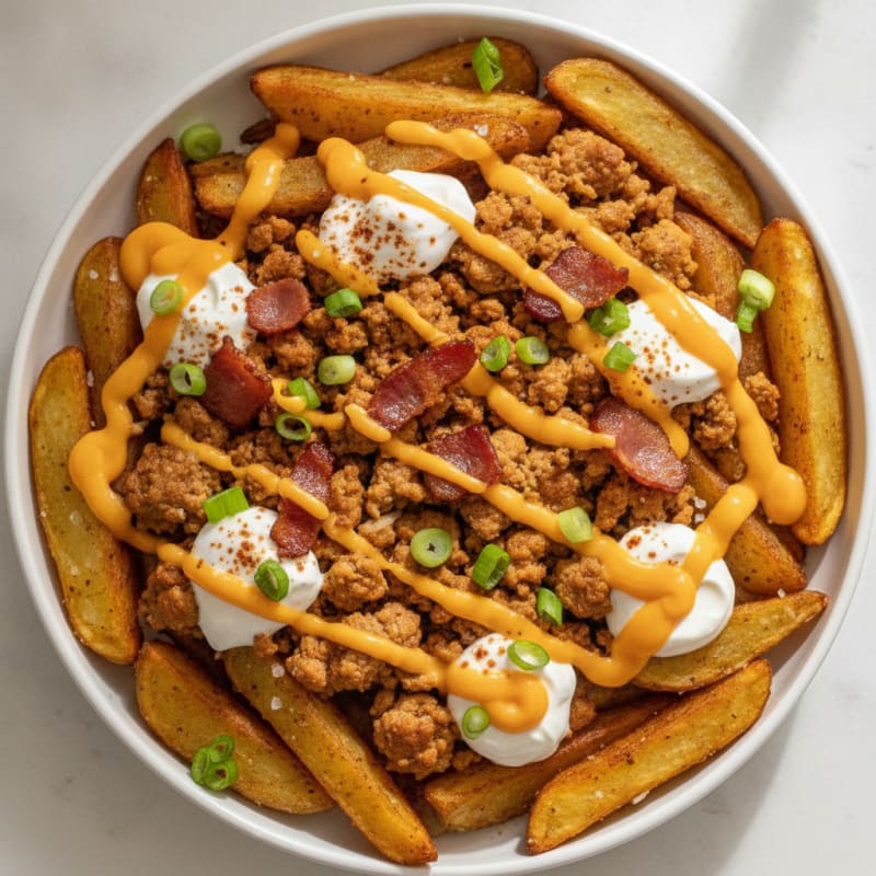 Loaded Clean-Eating Bacon Cheese Fries