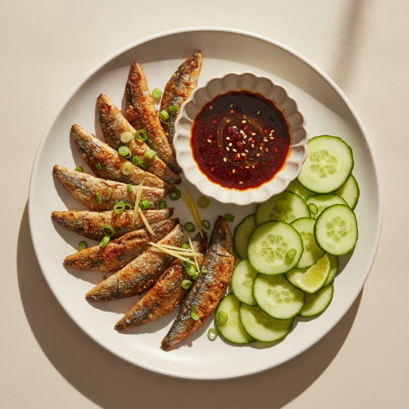 Spicy Pan-Seared Sardines with Zesty Gochujang Dipping Sauce