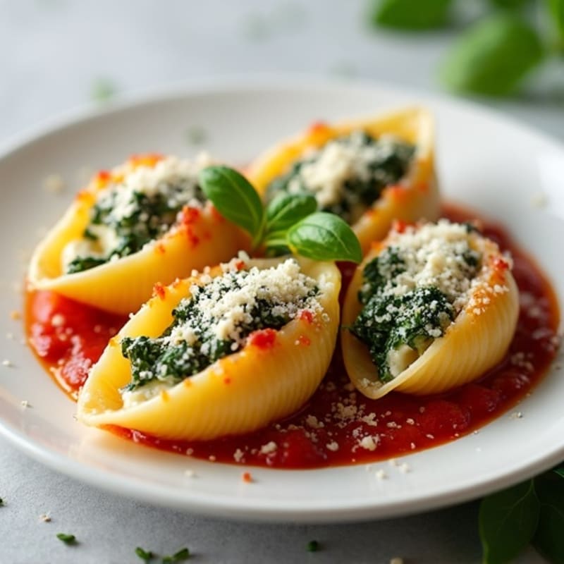 Creamy Ricotta-Spinach Stuffed Pasta Shells
