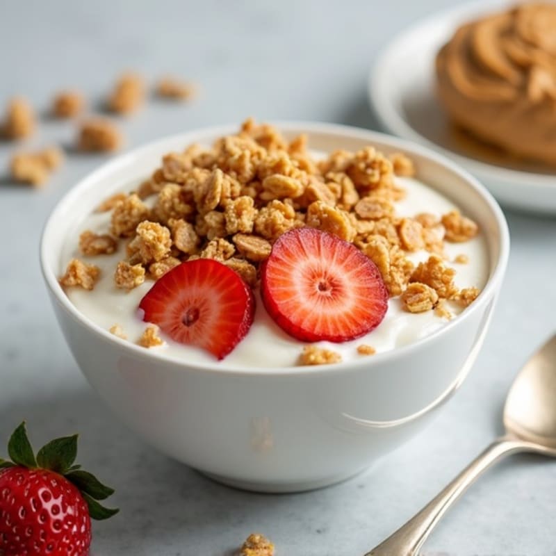 Wholesome Greek Yogurt Bowl with Crunchy Granola and Creamy Peanut Butter