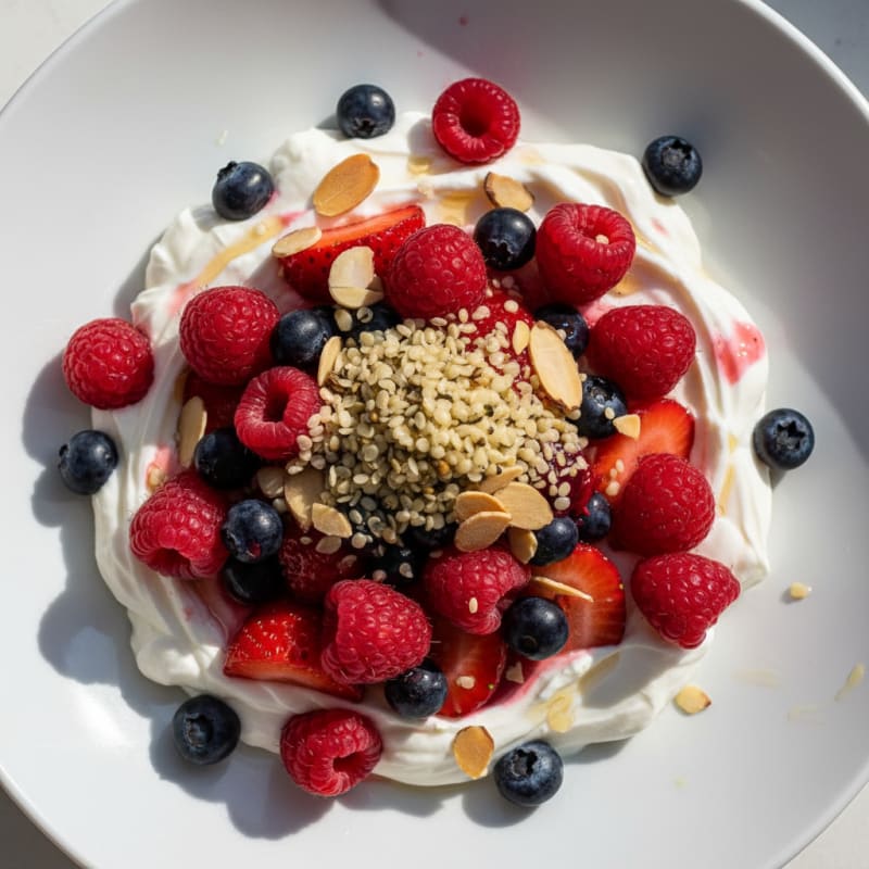 Creamy Greek Yogurt with Mixed Berries and Protein Crunch