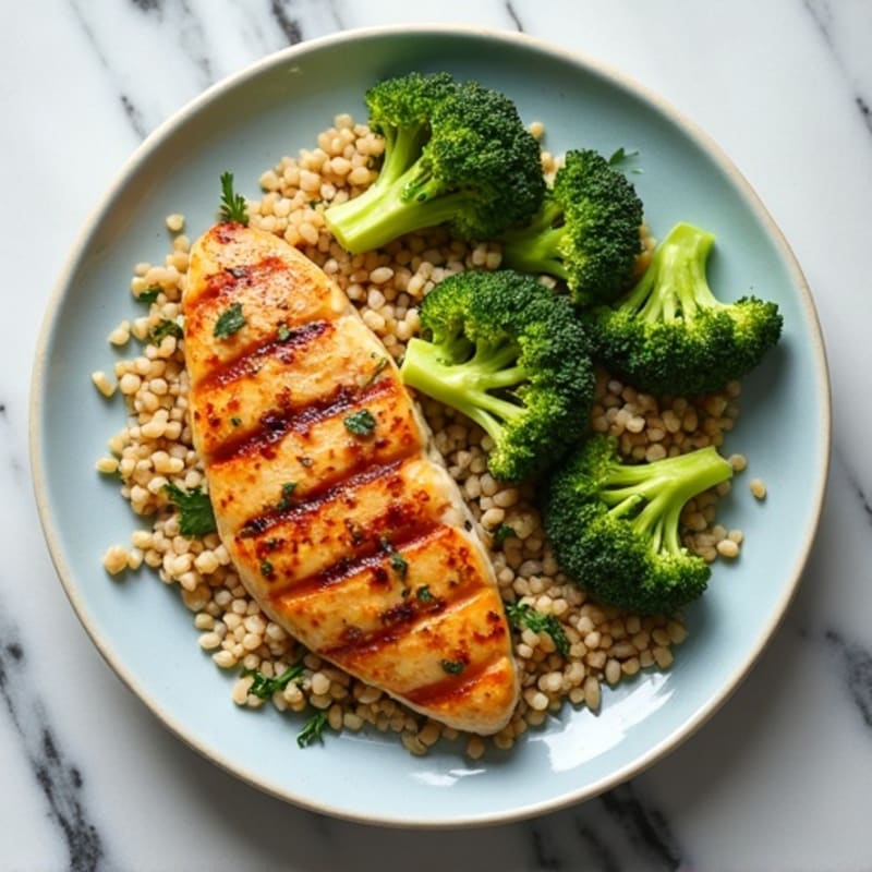 Grilled Chicken Breast with Roasted Broccoli and Quinoa