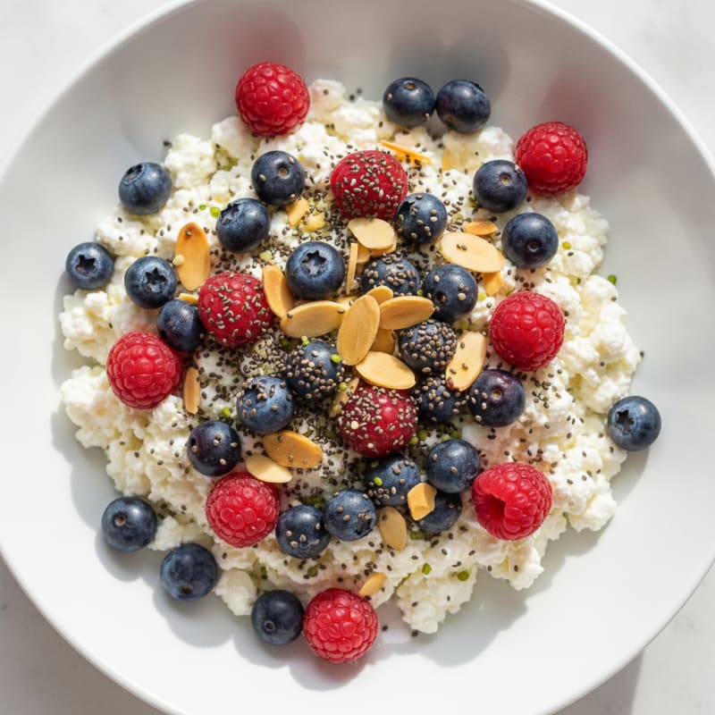 Cottage Cheese and Berry Protein Bowl with Almonds