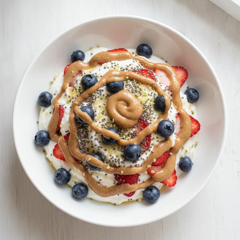 Greek Yogurt Protein Parfait with Berries and Almond Butter