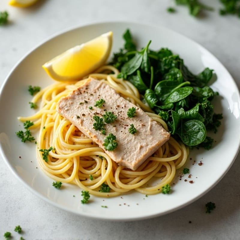Lemon-Herb Flaked Tuna with Silky Angel Hair Pasta and Fresh Spinach