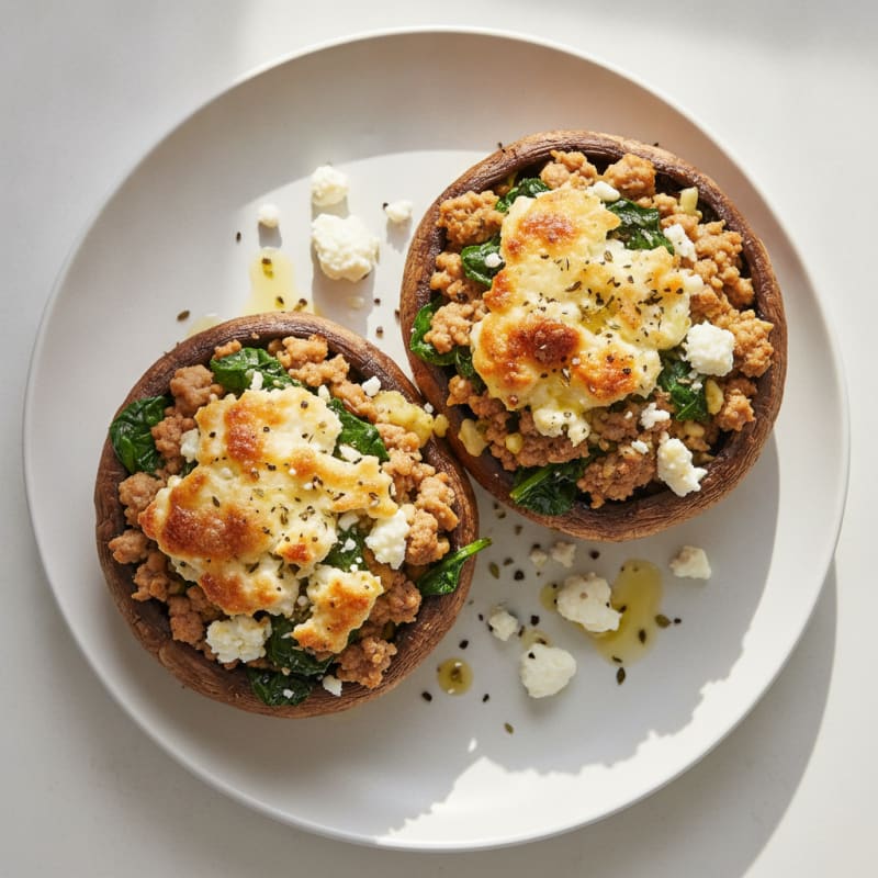 Herb and Cheese Stuffed Portobello Mushrooms