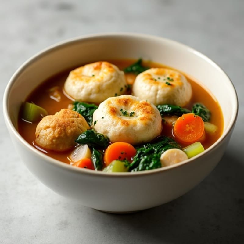 Hearty Chicken and Vegetable Stew with Fluffy Herb Dumplings