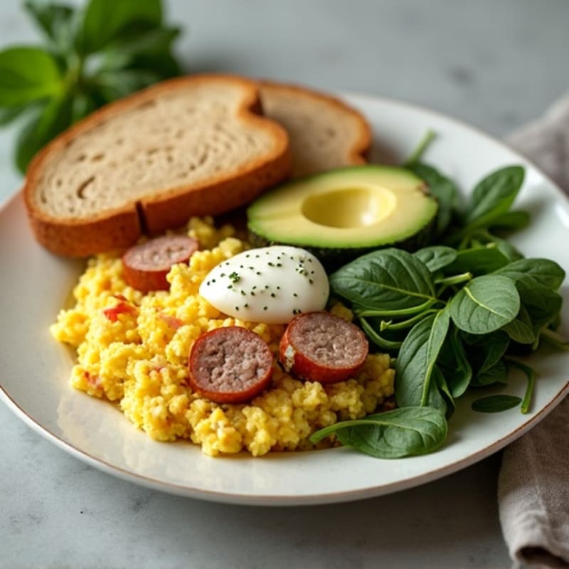 Egg White Scramble with Spinach and Turkey Sausage