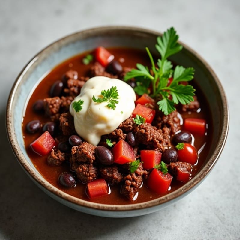 Rich Dark Chocolate Chili with Lean Ground Beef and Black Beans