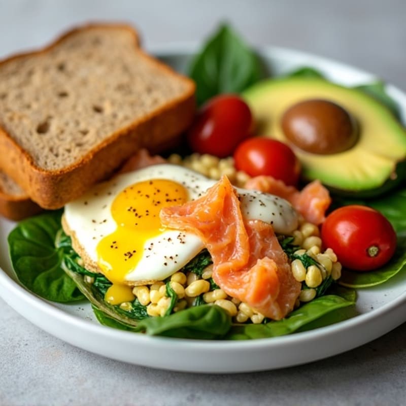 Egg White and Smoked Salmon Scramble with Spinach
