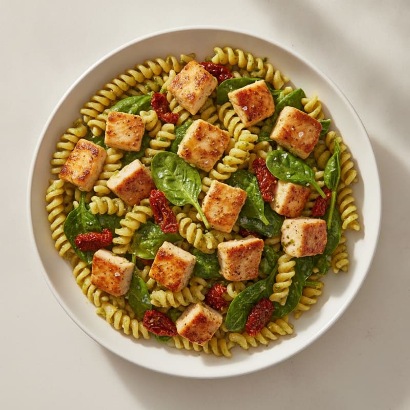Pesto Chicken Pasta with Sun-Dried Tomatoes