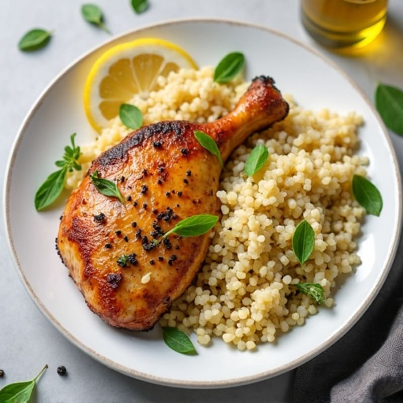 Lemon Herb Pan-Seared Chicken with Fluffy Bulgur