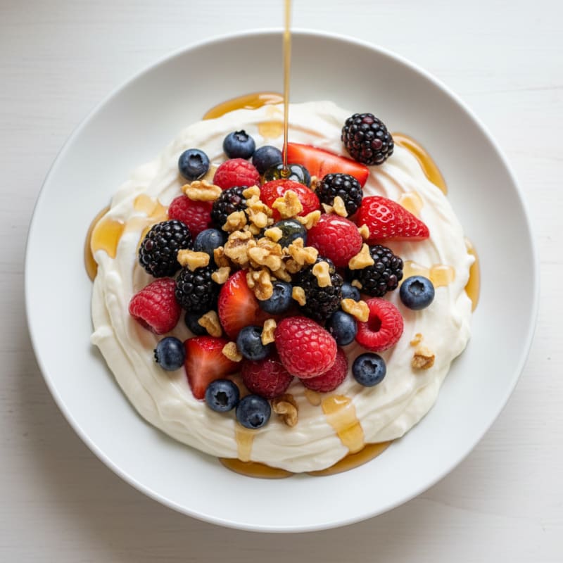 Silky Greek Yogurt Protein Pudding with Mixed Berries