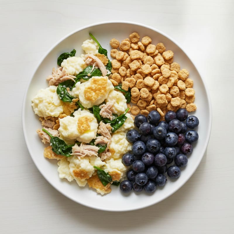 Egg White and Turkey Scramble with Bran Cereal and Fresh Berries