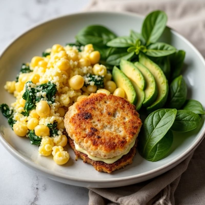 Egg White Scramble with Turkey Sausage, Spinach & Toast
