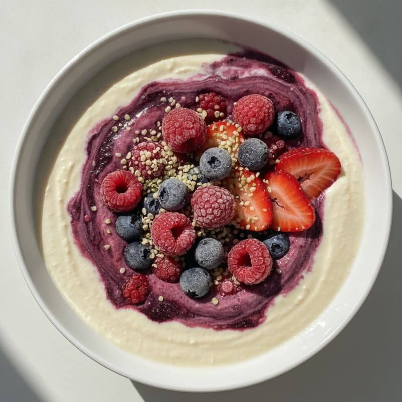 Silken Tofu Protein Smoothie with Berries and Hemp Seeds