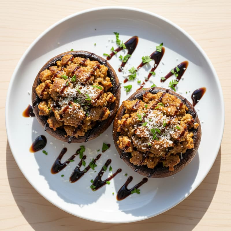 Herb-Stuffed Portobello Mushrooms with Balsamic Glaze