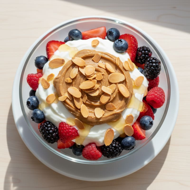 Creamy Greek Yogurt Parfait with Mixed Berries and Almond Butter