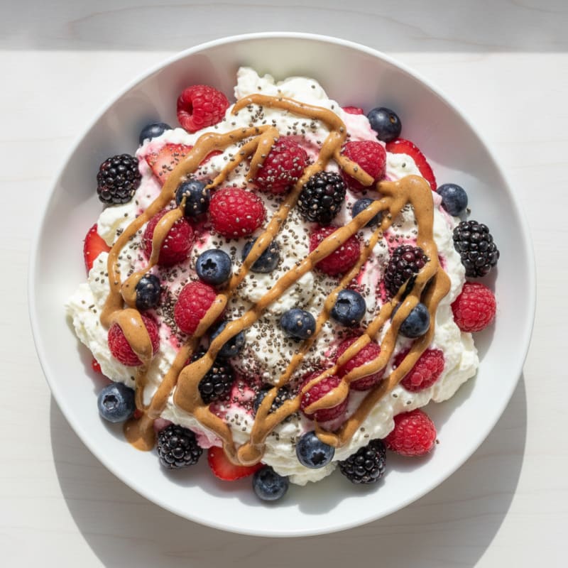 Creamy Greek Yogurt Protein Mousse with Mixed Berries